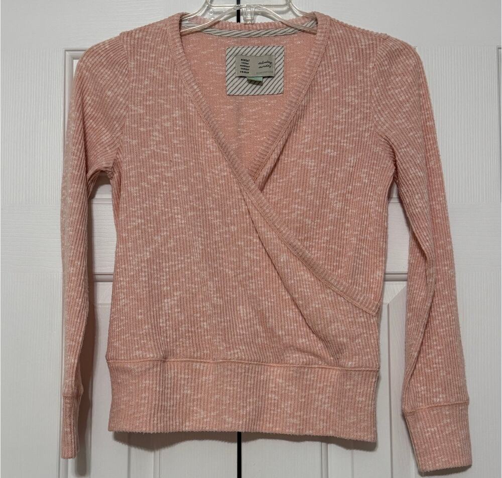 Saturday Sunday by Anthropologie Surplice Neck Long Sleeve Sweater, Size XS